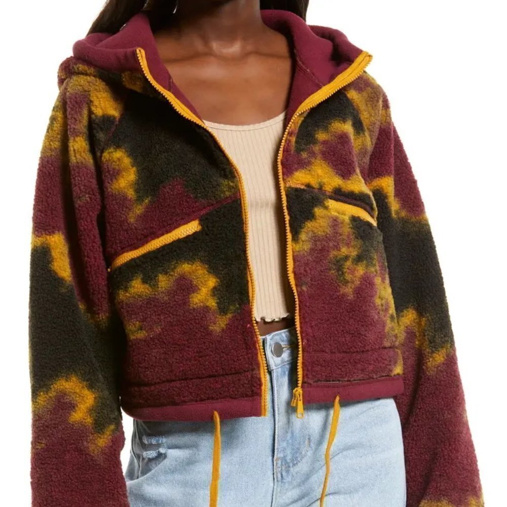BP Nordstrom Tie Dye Fleece Hooded Coat M - Picture 5 of 12